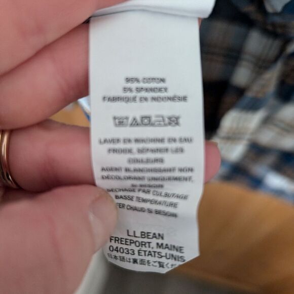 L.L. Bean Signature Mens Brown Navy Plaid Button Up Shirt Size Large - Picture 3 of 7
